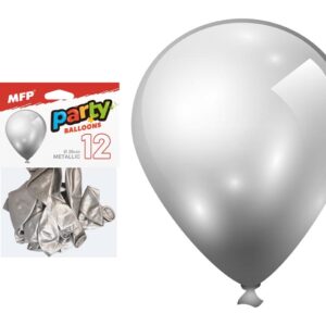 Balónik M balenie 12ks metal 26cm strieborný